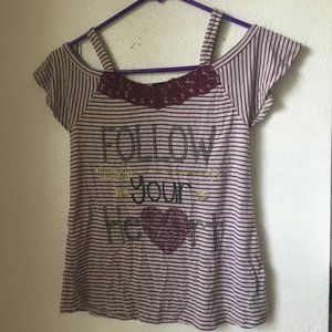 Red and white lose off the shoulder shirt